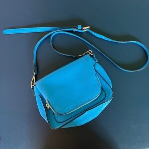 Crossbody Faux Pebbled Leather Purse in Teal/Turquoise